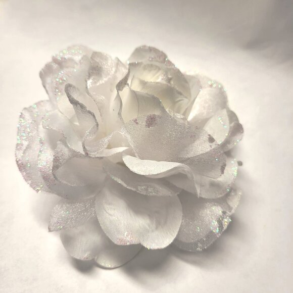 White Rose Hair Tie For Teens or Kids - Picture 6 of 14